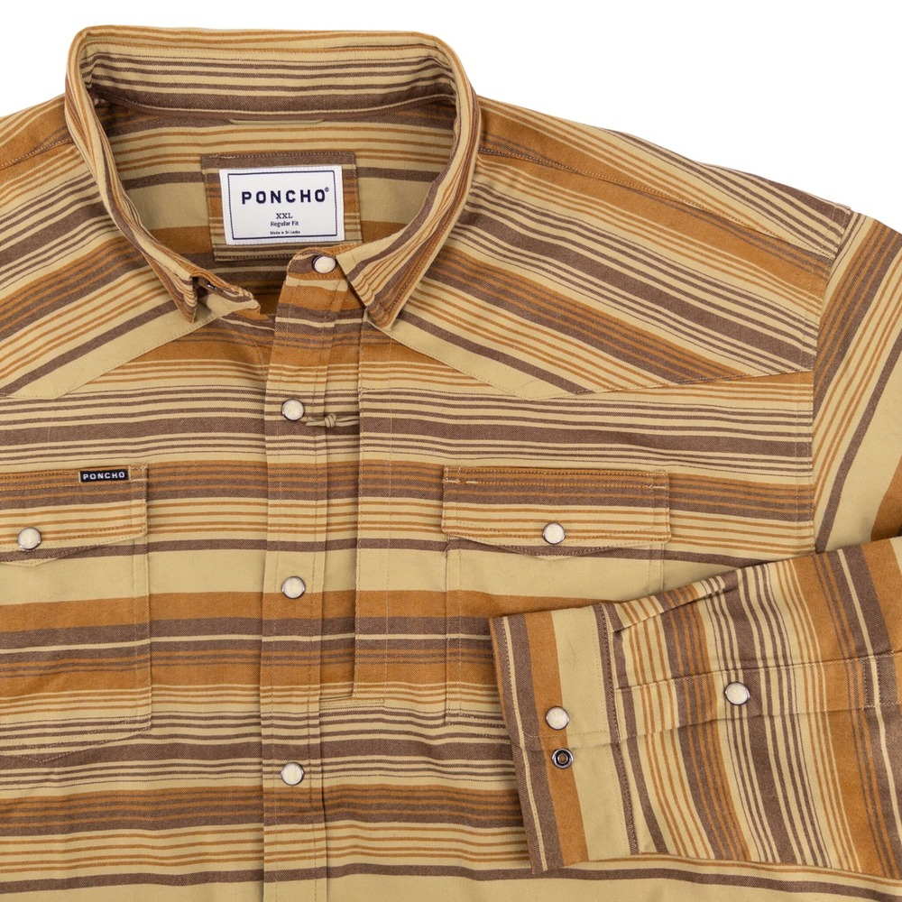 Poncho Mens XXL Regular The Adobo Performance Flannel Shirt Striped Western Snap